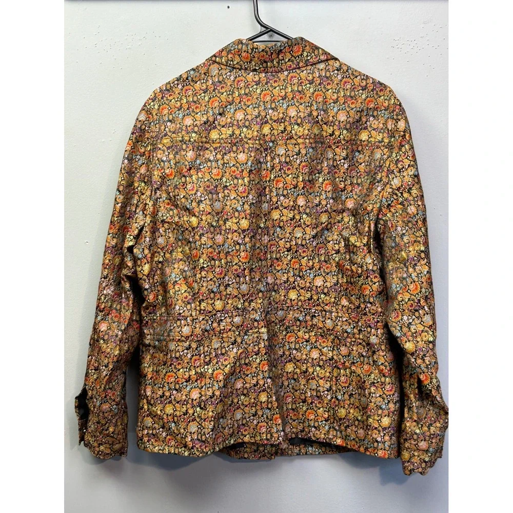 Coldwater Creek Jacket Women L‎ Multicolor Floral Tapestry Jacquard Button Front